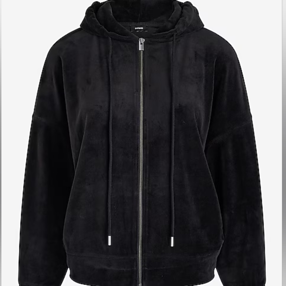 Express Relaxed Velour Zip Up Hoodie XL